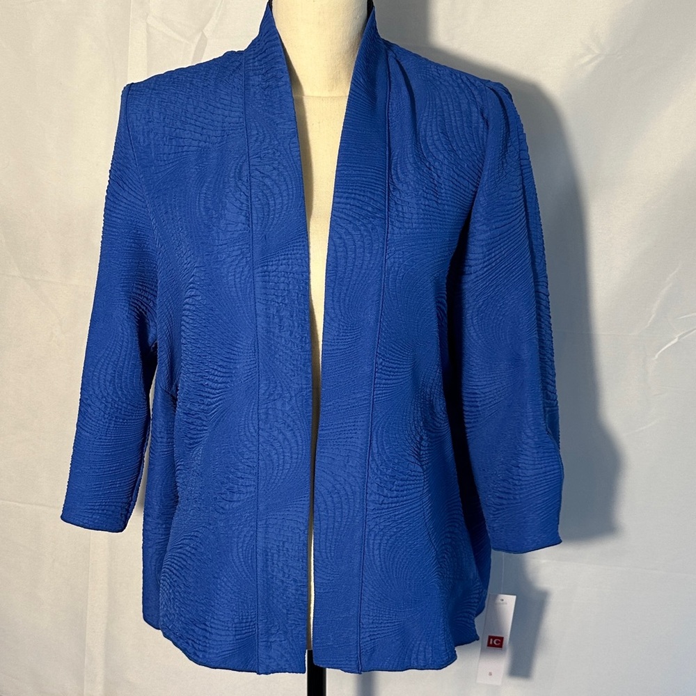 NWT IC COLLECTION Royal Blue Textured‎ Open Front Jacket, Small S